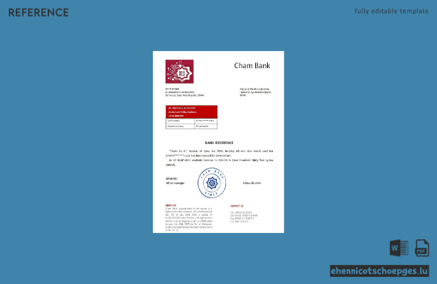 Beispiel für eine Referenz der Syria Cham Bank
